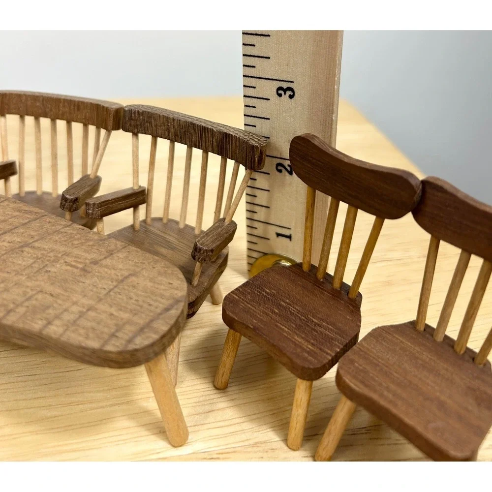 Vintage Sallingboe Denmark Miniature Wood Dollhouse Furniture Set MCM 8pc RARE‎